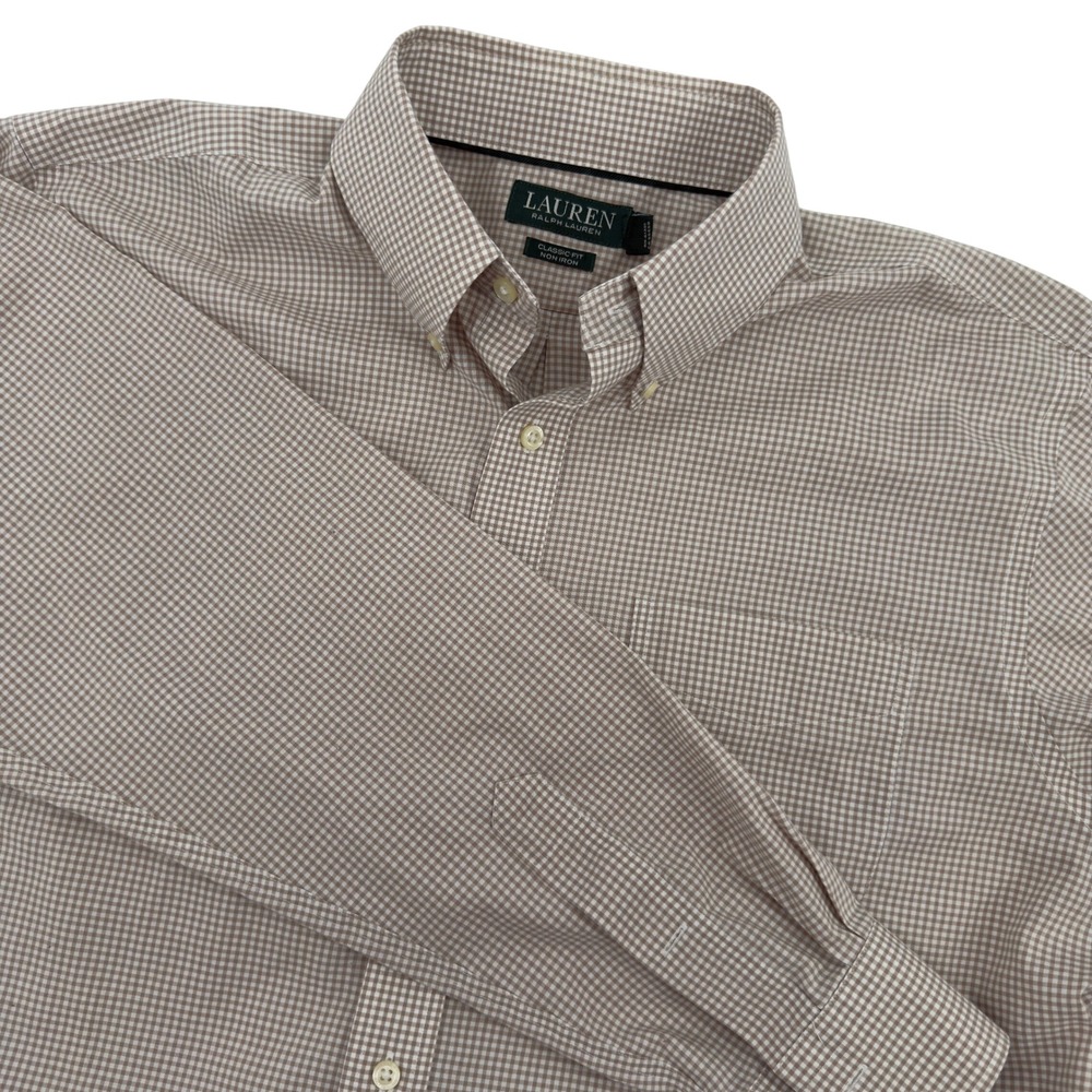 Lauren Ralph Lauren Mens Classic Fit Non Iron Gingham‎ Dress Shirt 16 1/2 34/35